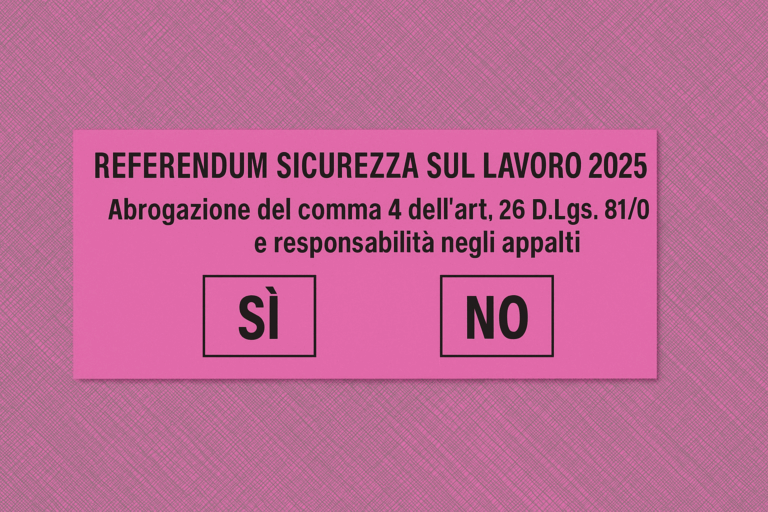Grafico esplicativo sul referendum sicurezza sul lavoro 2025 e le implicazioni per i committenti